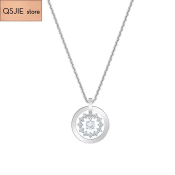 

QSJIE High quality SWA fashion simple concentric round collarbone Necklace1