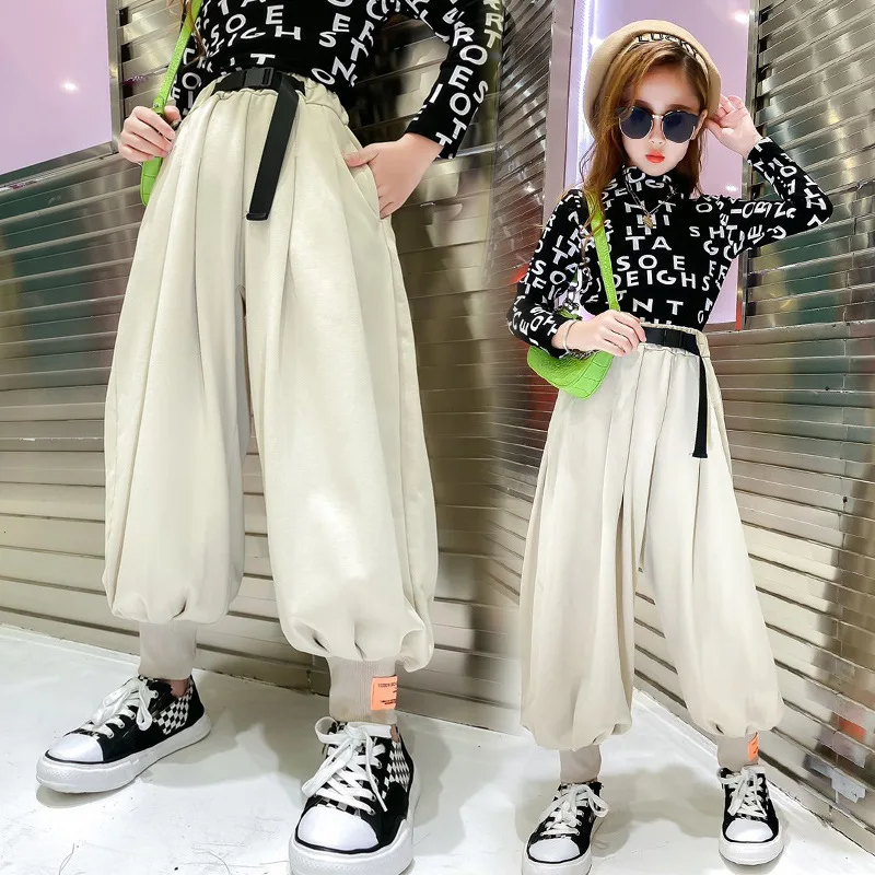 

Teen Kids Pants for Girls Autumn New Children's Pants Causal Sport Loose Harem Pants Labeled Bloomers Trousers 10 12 13 Years