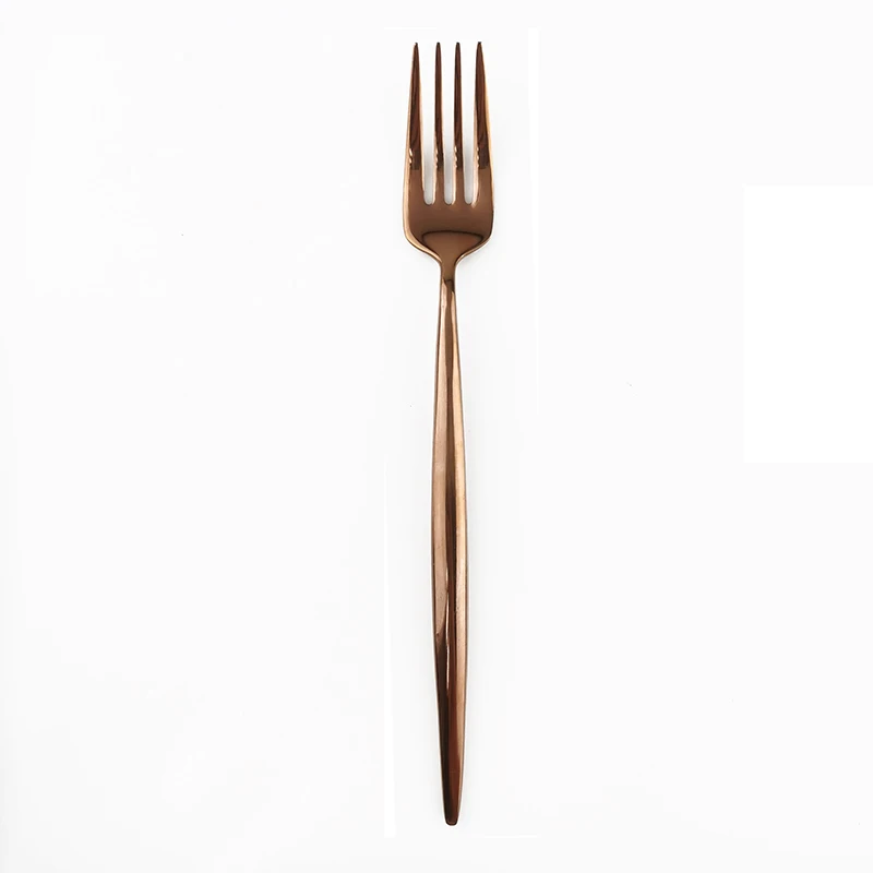 Rose dinner fork Роскошный Радужный набор посуды 304 столовые приборы из нержавеющей стали Черное золото столовое серебро нож вилка обеденная ложка столовые приборы набор посуды - Цвет: Rose dinner fork