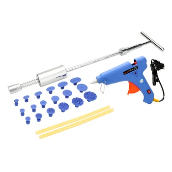 

Hot Paintless Car Dent Repair Tool Kit Slide Hammer Puller Tabs +100-240V 100W Hot Melt Glue Gun with Glue Sticks US