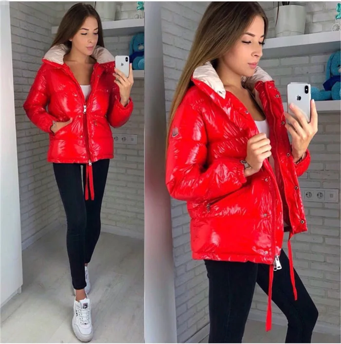 

2019 Spring New Style Bright Surface Pu Cotton-padded Clothes AliExpress EBay