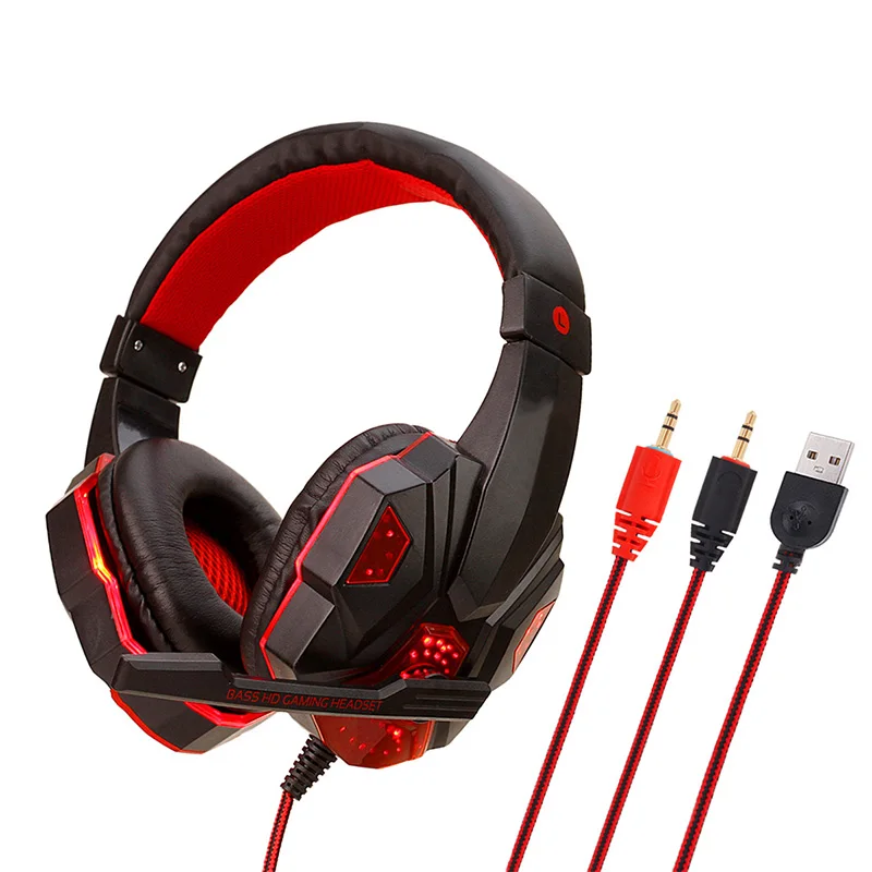 

Gaming Headsets Big Headphones with Light Mic Stereo Earphones Deep Bass for PC Computer Gamer Laptop PS4 New X-BOX