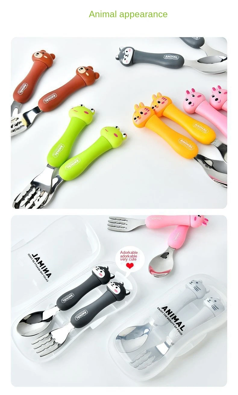 Tableware Cartoon Kids Spoon Fork Set Dessert Spoon for Children Fork Baby Gadgets Feed Kid Children's Cutlery for Kids Boxless 8 Tableware Cartoon Kids Spoon Fork Set Dessert Spoon for Children Fork Baby Gadgets Feed Kid Children's Cutlery for Kids Boxless