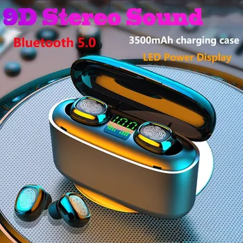 Tws bluetoothイヤホン5.0ワイヤレスヘッドフォン充電ボックススポーツ防水ヘッドセット耳芽のiphoneアンドロイド