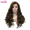 Imstyle Brown Wig Deep Wave Synthetic Lace Front Wig High Temperature Fiber Lace Wigs For Women Daily 24inches Glueless Wigs ► Photo 1/5