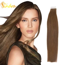 Sindra лента в remy волосы для наращивания чистый цвет#4 Natual Черный человеческие лента для наращивания волос в волосах 40 шт 20 шт в упаковке