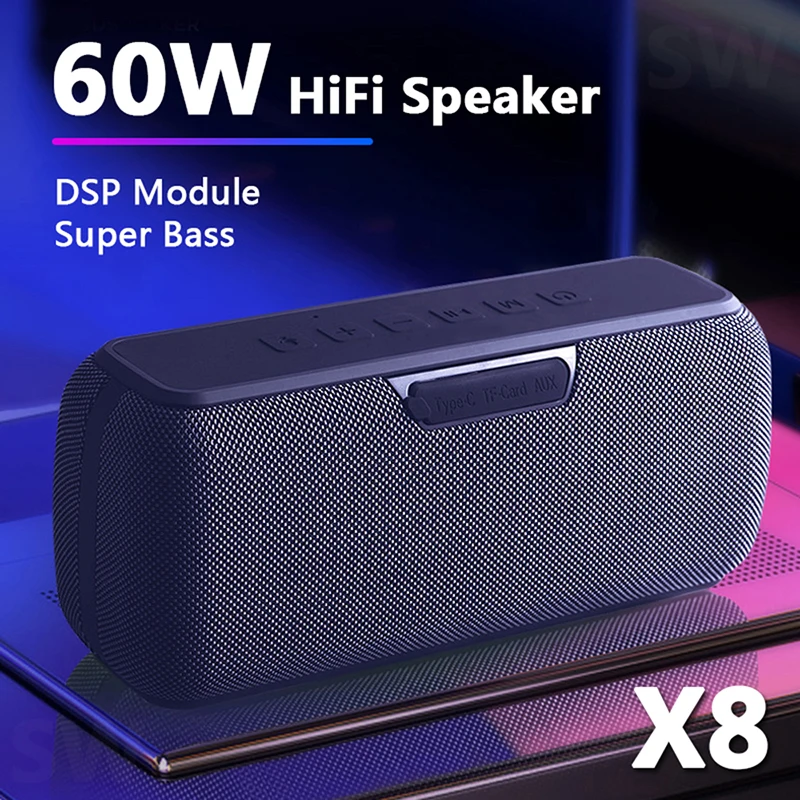 X8 60W Portable bluetooth speakers with subwoofer