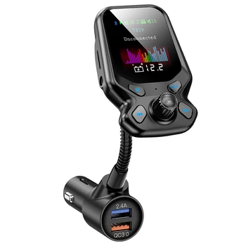 

Car FM Transmitter Modulator Bluetooth 5.0 Audio MP3 Player QC3.0 Dual USB Car Charger Adapter Wireless Hands-Free Calling TFT