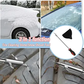 

2 in 1 Function Car Tire Cleaning Stone Tool Groove Broken Stone Remover winter Ice Scraper Snow Shovel Tool #1202