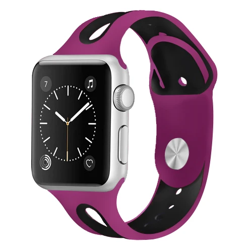 purple black Ремешок для apple watch 5 4 3 2 iwatch ремешок 42 мм pulseira correa apple watch 44 мм 38 мм 40 мм модный силиконовый ремешок для часов браслет 44 - Цвет ремешка: purple black