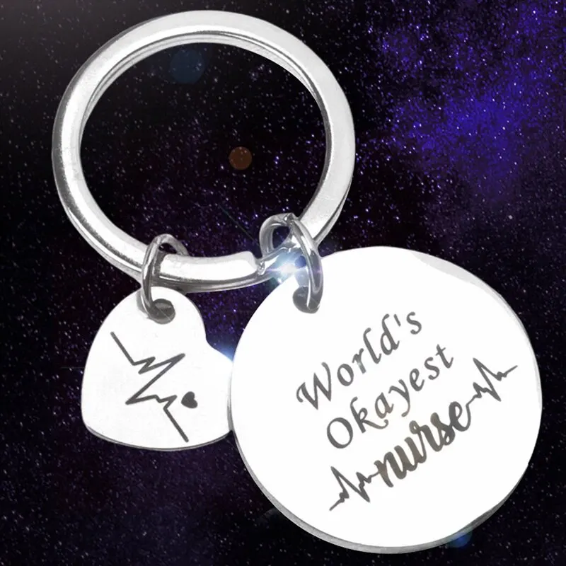 Medical Symbol Nurse Doctor Keychain Pendant Snakes Wings Key Ring Nurse Day Gifts