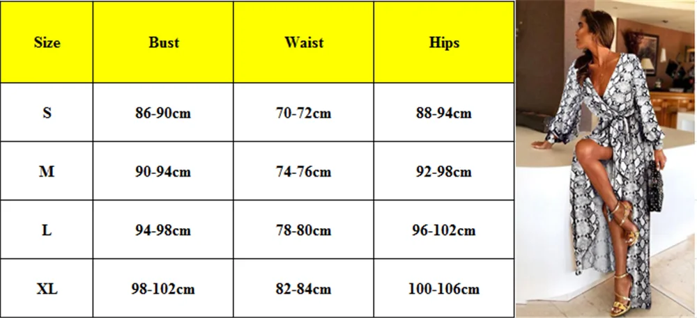 Модный женский Принт змеиной кожи сексуальный v-образный вырез с длинным рукавом Повседневные Длинные Макси платья женские летние вечерние свободные платья