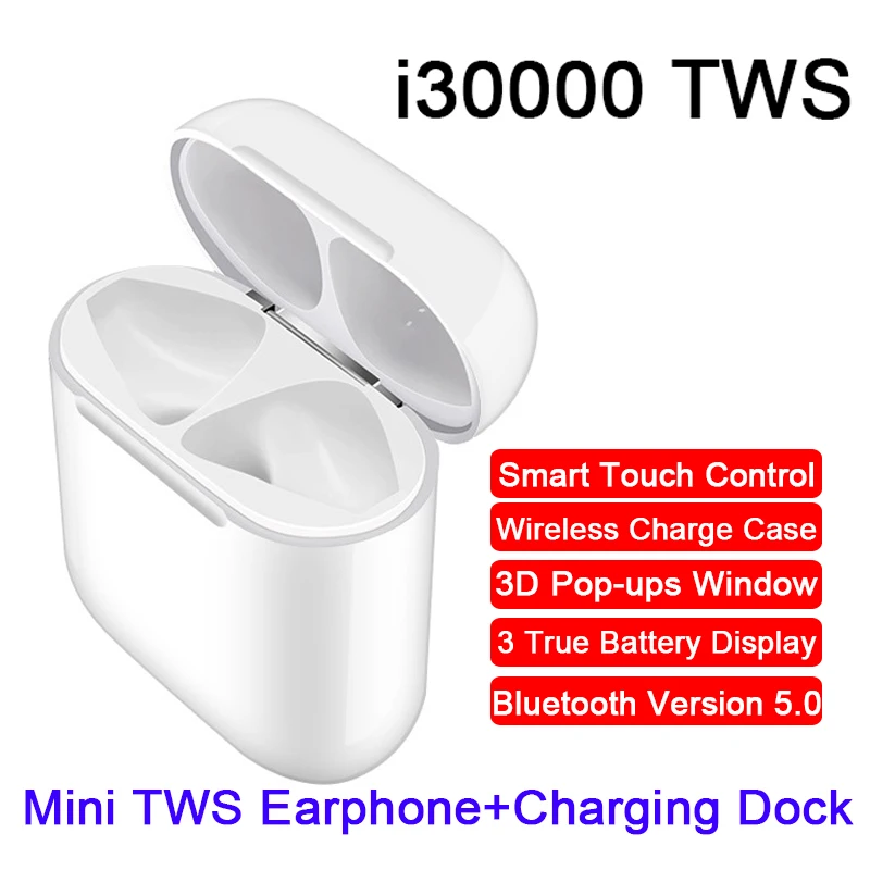 

New Mini i30000 TWS 3 Real Battery Display Pop-ups Window Wireless Charging Smart Touch Control Bluetooth 5.0 Earphone for phone