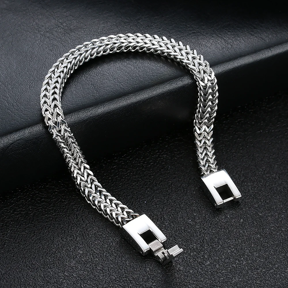 1 шт., новинка, хип-хоп, кубинский браслет, нержавеющая сталь, Двойная Цепочка, ширина 6,5 мм, звено цепи, мужской подарок, модный браслет, аксессуары