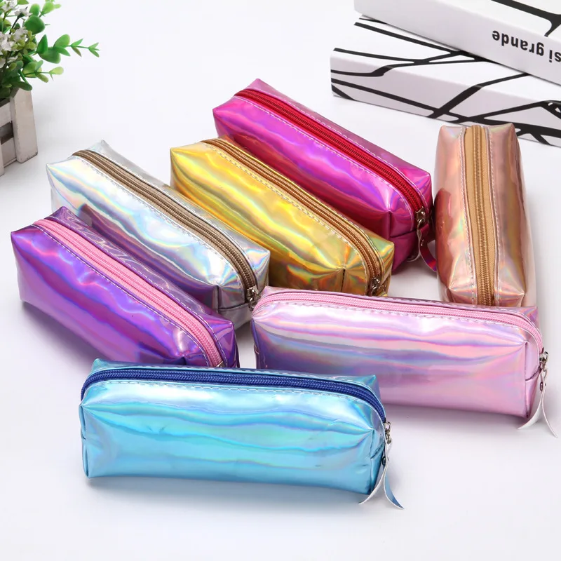 

Cute Solid Color Iridescent Glitter Laser Pencil Case and Animals Pencil Bags School Stationery Supplies Kids Gifts