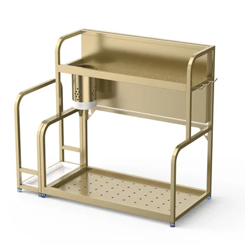 

304 Stainless Steel Kitchen Shelf, Seasoning Box, Storage Table, Golden Condiment Shelf, Knife Holder