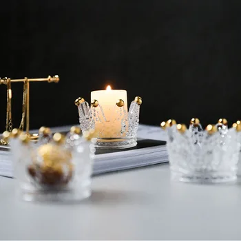 

Creative Crystal Glass Ashtray Personality Handmade Mini Crown Glass Candlestick European Ornaments Jewelry Box