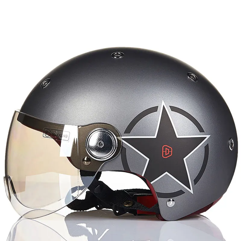 Открытый лицо e-Bike скутер мотоцикл половина шлем capacete cascos BEON B-103 - Color: Matte Gray Star