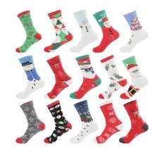 Женская и мужская обувь хлопчатобумажные носки с рождественскими мотивами нового осень-зима год Санта Клаус новогодняя елка; Снег лося подарок счастливые носки, Прямая поставка