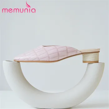 

MEMUNIA 2020 new arrive women pumps genuine leather shoes round toe elegant summer shoes fashion top quality mules shoes ladies