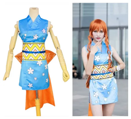 

Anime One Piece Nami Japanese Kimono Cosplay Costume Yukata Halloween Costumes for Women Fancy Party Dress Custom Made Any Size