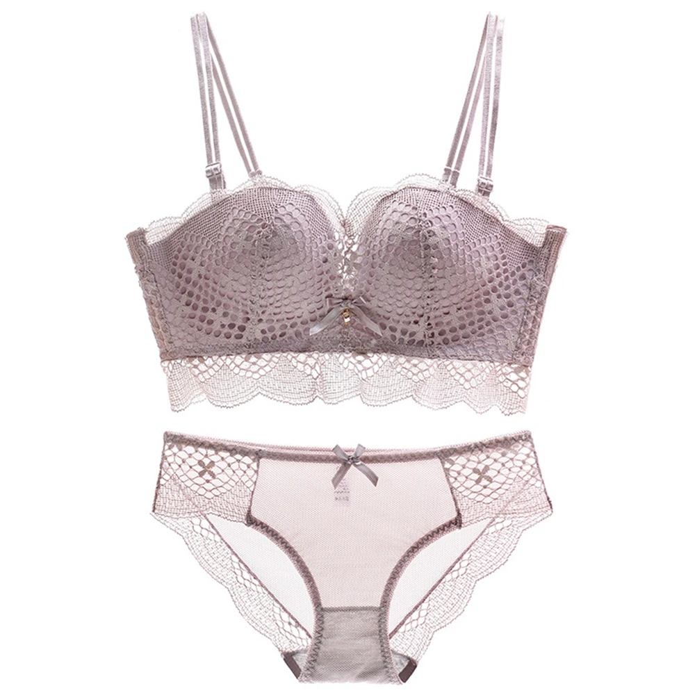 One-piece bra Women underwear Sexy Lace Bra Set Push up 3/4 Cup Soft No Rims Solid Colors Back Closure lingerie set