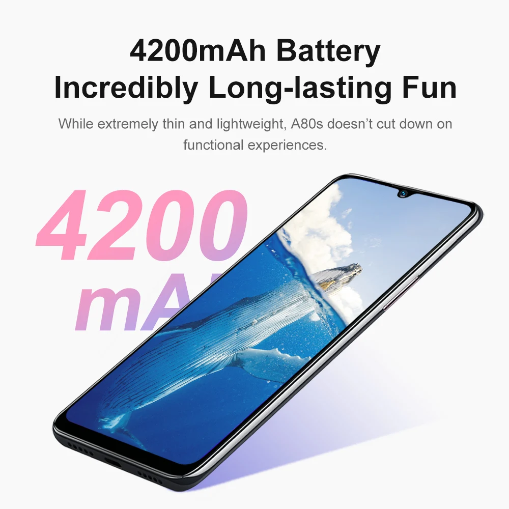 Blackview A80s Helio A25 Android 10 Smartphone 4GB RAM 64GB ROM 13MP Quad Camera 4200mAh 6.2“ Waterdrop Screen 4G Moibile Phone