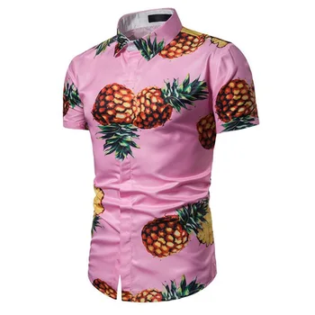 

Printed Ananas Casual Shirts For Men Hawaiian Shirt Short Sleeve Summer Shirts Men 2020 Mens Flower Shirts