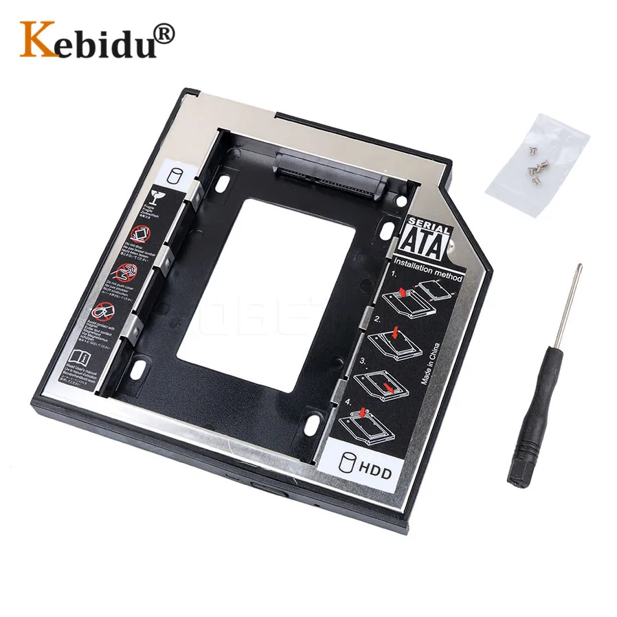 Universal 2nd HDD Caddy 9.5mm SATA 3.0 2.5&quot SSD Case Hard Disk Drive Enclosure ODD Optical Bay Aluminum + Plastic | Электроника