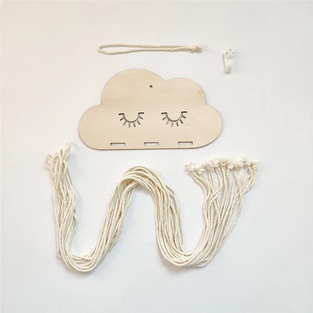 INS Nordic Wooden Cloud Baby Hair Clips Holder Princess Girls Hairpin Hairband Storage Pendant Jewelry Organizer Wall Ornaments 6