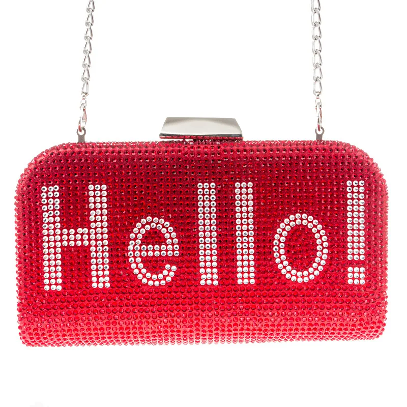 Xianjian Сумочка, стразы, клатч, кошелек, вечерние клатчи, Bolsas, сумки Hello, сумочки, вечерние сумки, Кристальный кошелек, украшенный камнями - Цвет: red