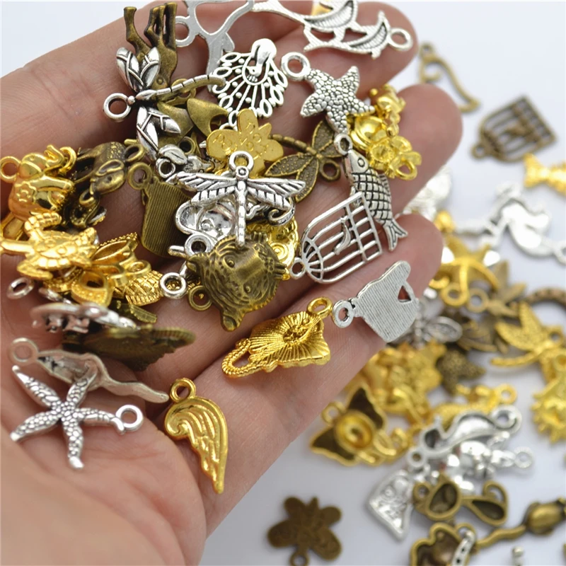 Wholesale Bulk 50PCS Mixed Gold Charms Pendants DIY for Jewelry Making and  Crafting