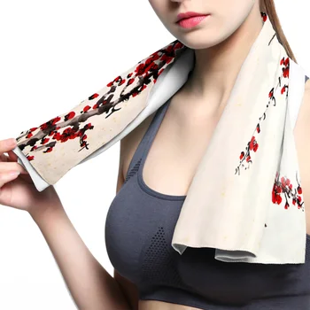 

Plum Blossom Ink Painting Chinese Face Towel Cooling ice Utility Instant Cozy Ice Cold for Running