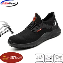 Для Мужчин's летняя Рабочая безопасная обувь удобная дышащая обувь на нескользящей подошве; нетканый материал с прошивкой Сталь с круглым носком; модная популярная обувь защитная обувь