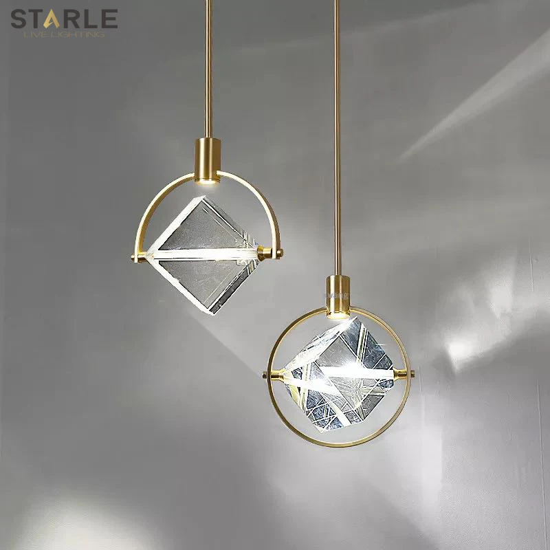 

Nordic bar counter crystal chandelier postmodern designer creative dining room model room bedside bedroom single chandelier