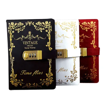 

Multi-function Password Notebook Diary Portable Password Booklet Small Fresh European Lock Color Changing Pu Leather