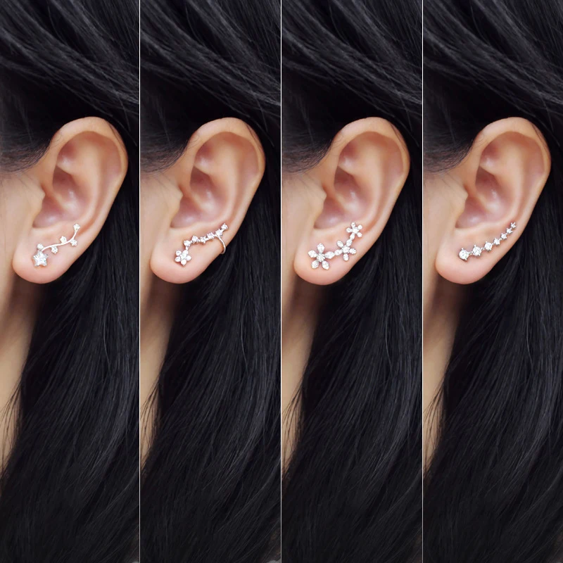 

Modian 4 Different Style Luxury Clips Earring for Women Dazzling Zircon Sterling Silver 925 Earring Wedding Gift Fine Jewelry