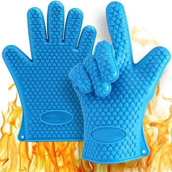 

2pcs/lot Multi-functional Thick Heat Resistance Silicone BBQ Gloves Non-stick Oven Mitts Anti-slip Pot Holder Outdoor Barbecue