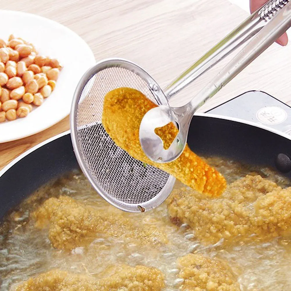 

Multi-functional Filter Spoon With Clip Food Kitchen Oil-Frying Salad BBQ Filter Colanders Strainers Water Leaking Mesh Skimmer