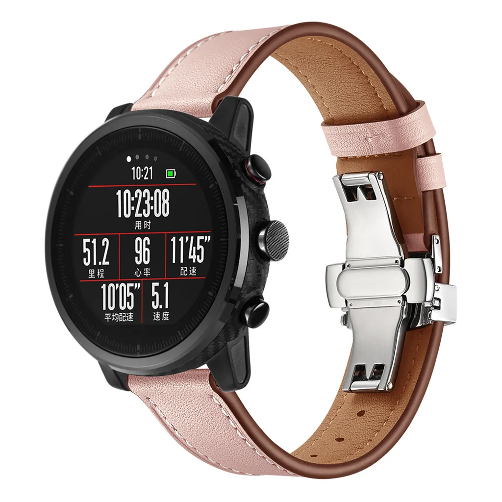 Роскошный кожаный ремешок для Xiaomi Huami AMAZFIT 2/2S Stratos, сменный Браслет, стальной ремешок с пряжкой, браслет на запястье