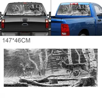 

147 x 46CM PVC Car Sticker Decals Hunting Deer Pattern Car Sun-Resistant Waterproof Rear Windshield Sticker for Trucks SUV Jeep