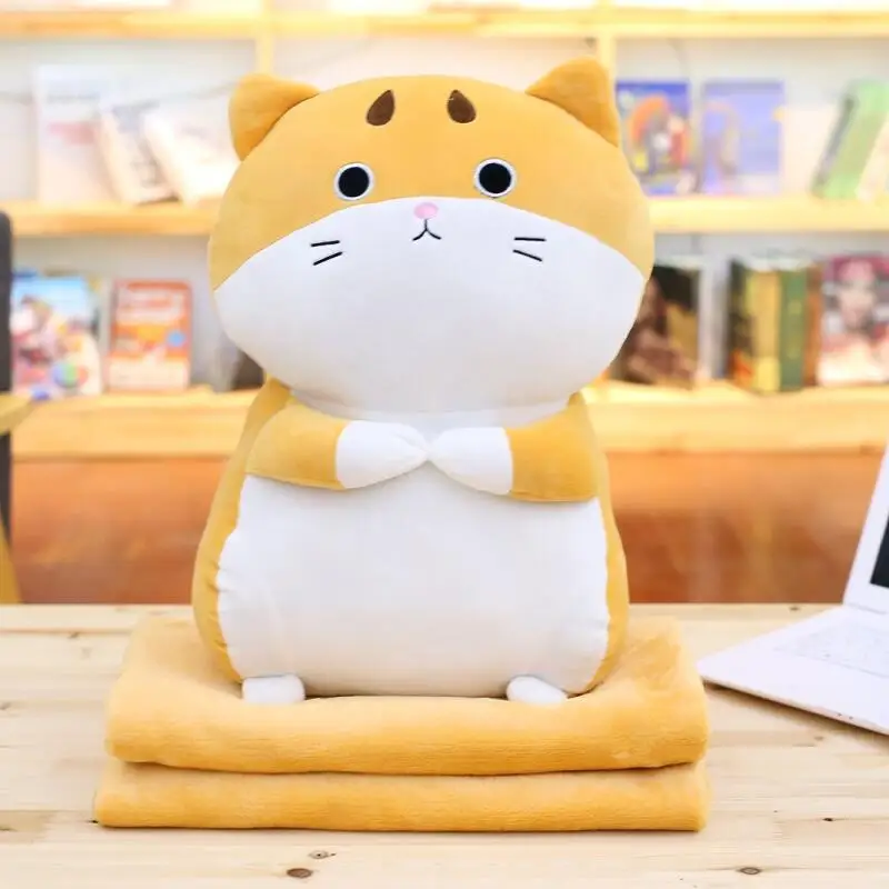 Super Soft Cat Dog with Blanket Sleeping Baby Soft Lovely Stuffed Animal Pillow Kids Gift for Girl Plush Doll Toy