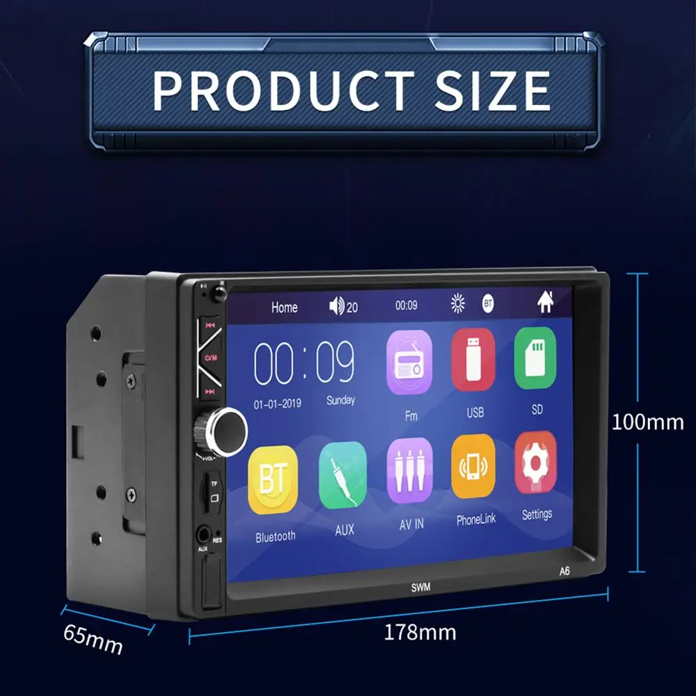 Автомобильное радио AUSEK 2din 7 "с сенсорным экраном Mirrorlink Авто Радио Bluetooth стерео