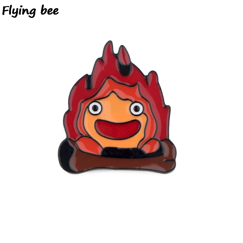 

Flyingbee Howl's Moving Castle Metal Brooch and Pin Anime cute Enamel Pins Badges Lapel pin Badge for Clothes X0508
