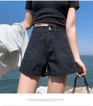 

Button Split Side Shorts Women Harajuku High Waist Shorts Dance Hot Short Pants Ladies Black