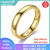 YANHUI Simple rond 4mm ne se décolore jamais Original solide acier inoxydable anneau 18K or brillant alliance pour femmes et hommes Couple cadeau ► Photo 2/6