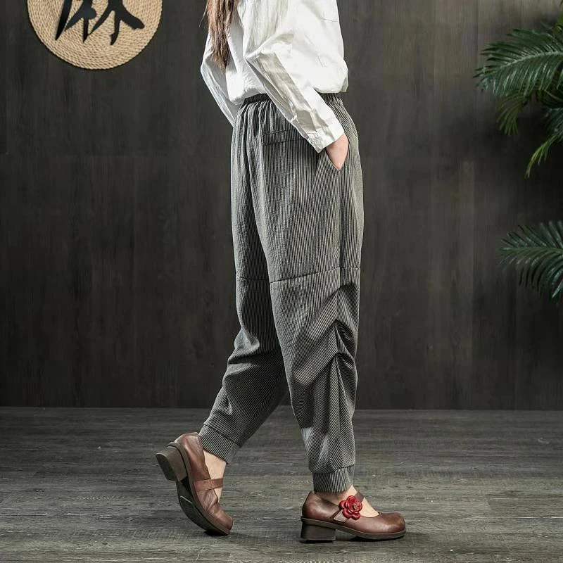 Women Plaid Check Oversize Harem Pants Elastic Waist Cotton Baggy Trousers Plus Women Plaid Check Oversize Harem Pants Elastic Waist Cotton Baggy Trousers Plus