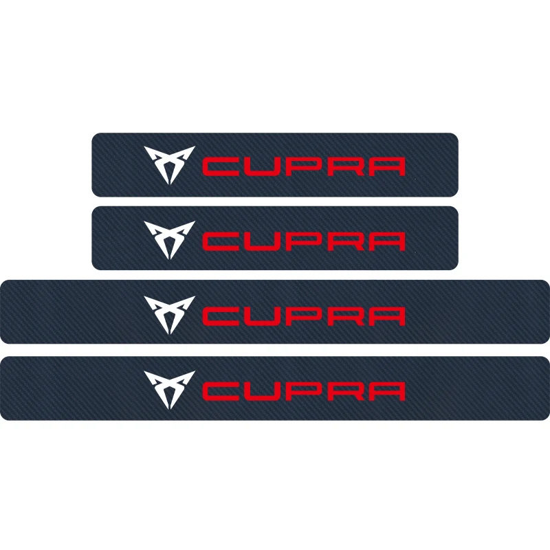 3D углеродного волокна 4 шт. FR гоночный Cupra шильдик Sport наклейка порога протектор Стикеры наклейка для Seat Leon Ibiza Altea Ateca - Название цвета: blue Cupra