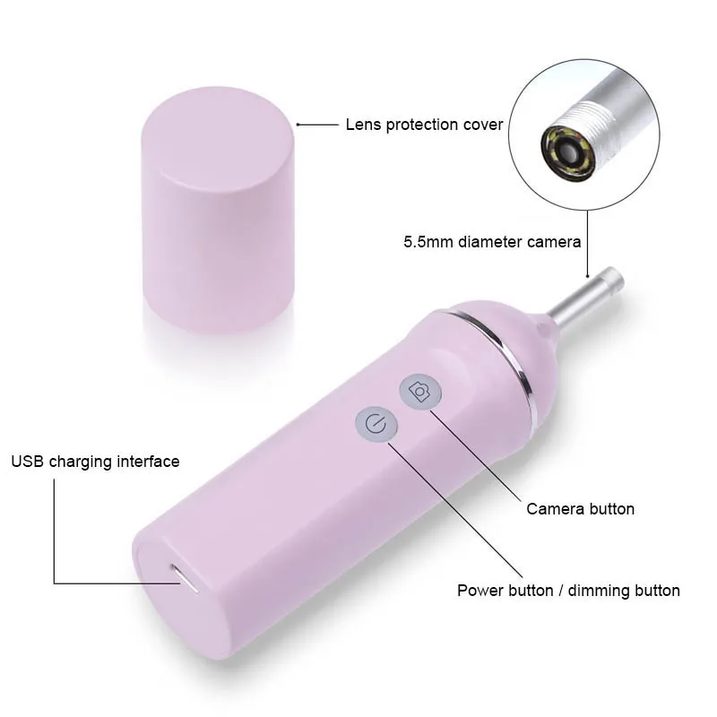 HD 720P Wifi инструмент для чистки ушей Otoscope интегрированный 5,5 мм беспроводные безопасные с медицинской точки зрения Ушная палочка Камера Эндоскоп SDFA88
