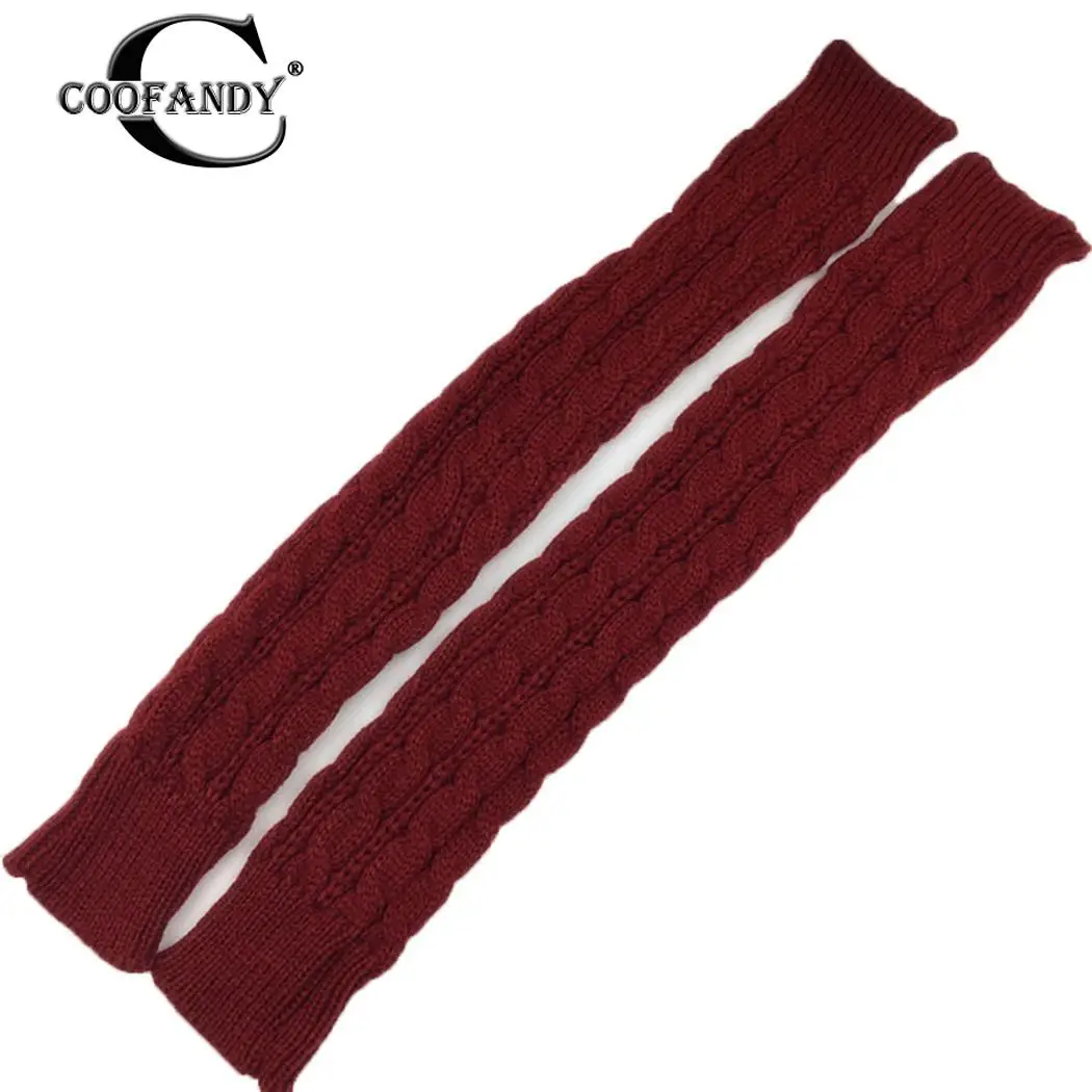 

Women Casual Soft Solid Winter Warm Long Knitted Gloves Half-finger Gloves